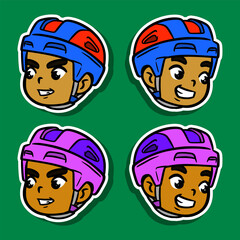 Cute Hockey Player Cartoon Sticker Illustration