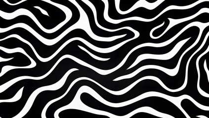 Fototapeta premium Seamless zebra skin texture. wavy zebra lines on a black and white background
