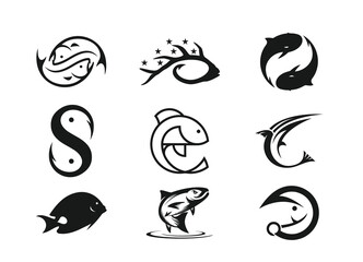 fish hunting Deer Duck and minimalist logo design	