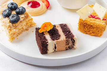 different pastries on the white plate