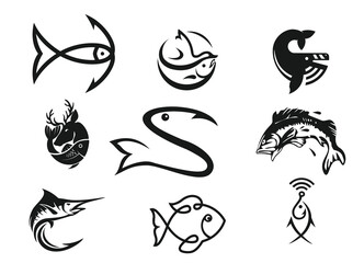 fish hunting Deer Duck and minimalist logo design	