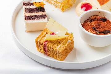 different pastries on the white plate