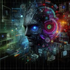 Obraz premium Cyberpunk Metaverse Interfaces