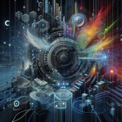 Fototapeta premium Cyberpunk Metaverse Interfaces