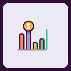 Colorful financial growth diagram with dollar coin, business infographic design
