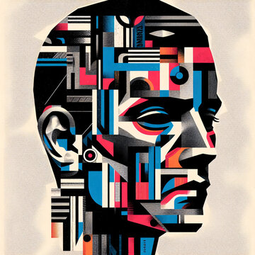 abstract man side profile. vector background.