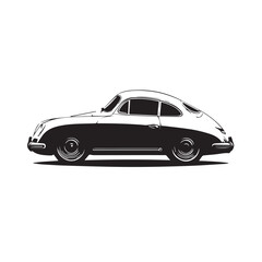 Vintage classic car silhouette. Vintage car silhouette isolated on white background. Classic car silhouette vector design. 