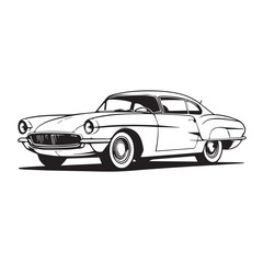 Vintage classic car silhouette. Vintage car silhouette isolated on white background. Classic car silhouette vector design. 