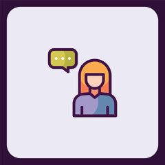 Vector Illustration of Woman with Speech Bubble for Online Communication