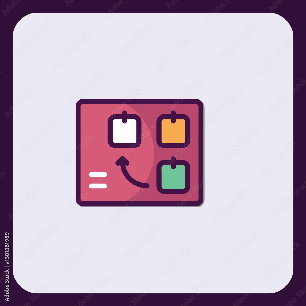 Poster kanban board minimalist icon symbolizing agile workflow and project management