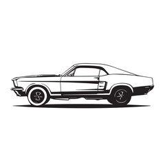 Vintage classic car silhouette. Vintage car silhouette isolated on white background. Classic car silhouette vector design. 