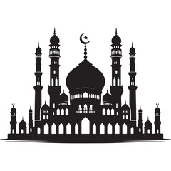 Vector illustration of a Muslim Mosque Silhouette