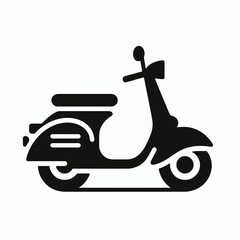 very simple flat and single minimalist Scooter Silhouette in black on a white background