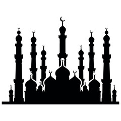 Vector illustration of a Muslim Mosque Silhouette