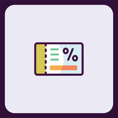 Colorful flat design icon showcasing a discount coupon with percentage sign