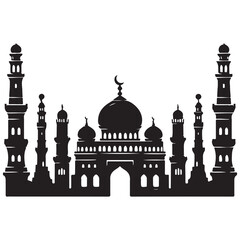 Vector illustration of a Muslim Mosque Silhouette