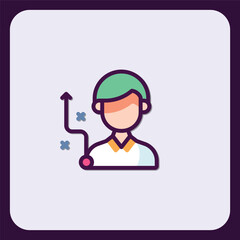 Investment growth symbol design with person figure and upward chart line