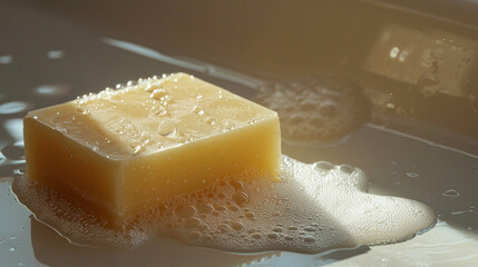 A bar of organic soap on an isolated white background, object focused, png, stock image, hd quality,