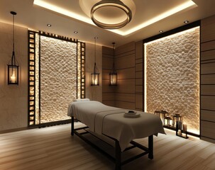 Luxurious spa treatment room interior