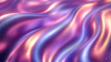 Obraz premium Blurred soft-focused abstract holographic background in 80s, 90s style. Pastel purple, blue, pink metallic minimal holographic foil ribbons. Simple surreal retro festive backdrop.
