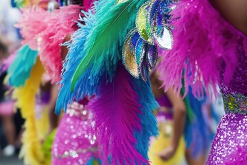 A close-up shot of a woman wearing a vibrant and colorful dress, suitable for use as a fashion or lifestyle image