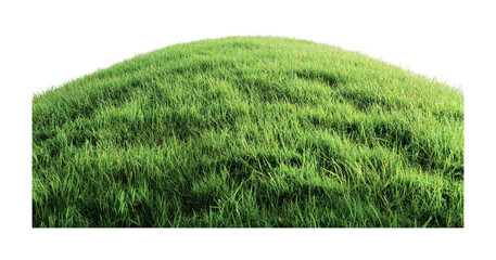 Lush green hill with vibrant grass under bright sunlight perfect for outdoor activities and relaxation, cut out