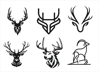 hunting Deer Duck and fish minimalist logo design	