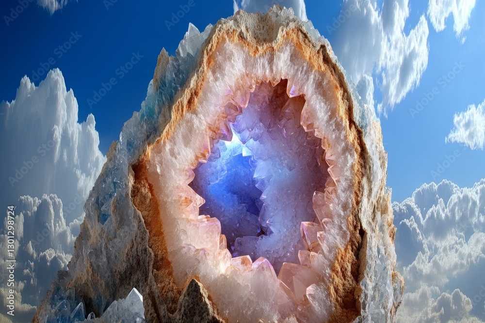 Poster A magical canyon filled with glowing crystals embedded in the rock walls, casting a soft ethereal light