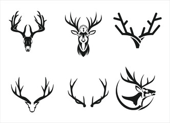 hunting Deer Duck and fish minimalist logo design	