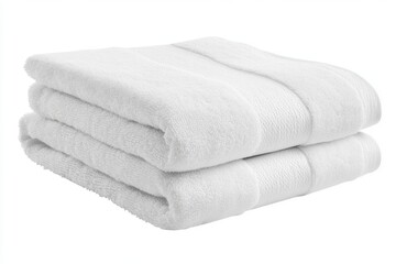 Soft and fluffy white towels stacked neatly on a surface. Ideal for spas and bathrooms. Bring comfort and relaxation to your daily routine. Generative AI