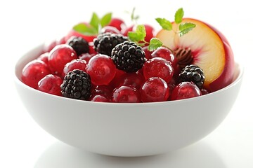 Jewel-toned fruit salad in bowl