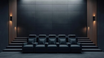 Fototapeta premium Personal IMAX theater with luxury recliners and custom acoustics, cinematic grandeur