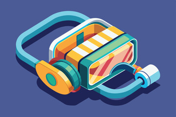 A colorful isometric depiction of a customizable oxygen mask for diverse uses in healthcare, Oxygen mask Customizable Isometric Illustration