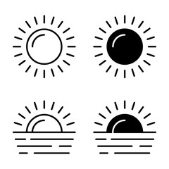 Sun icon set. for mobile concept and web design on white background