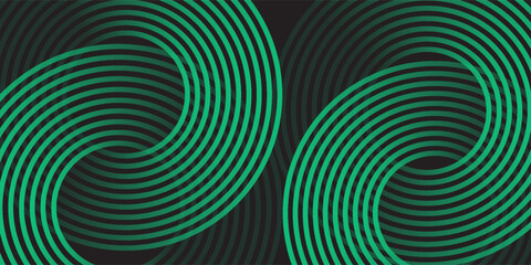 Green black abstract background overlap layer on bright space with circles effect decoration. Modern banner with lines style. Graphic design element stripes concept for flyer, card, or brochure cover