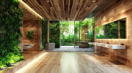 Serene Eco-Friendly Bathroom Design: A Luxurious Sanctuary of Nature