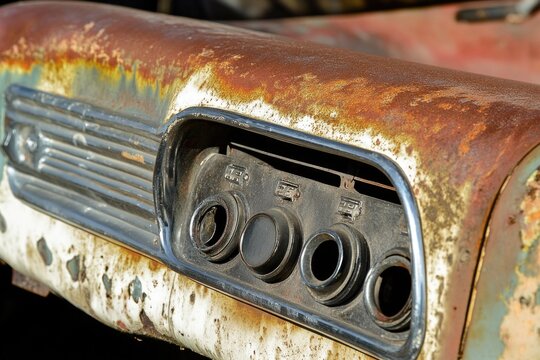 Old car with a radio on top, ideal for nostalgic scenes or vintage themes