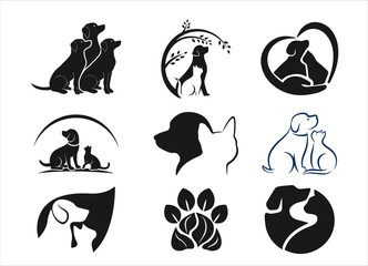 dogs cat  pets care logo design	