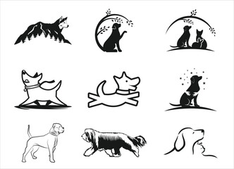 dogs cat  pets care logo design	