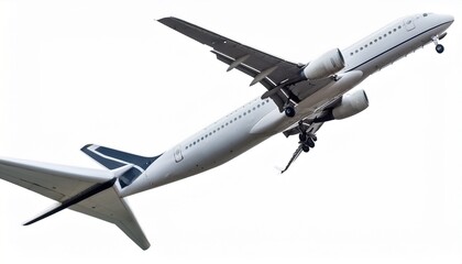 Obraz premium Ascending Aircraft: Completely Isolated on White Background