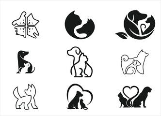 dogs cat  pets care logo design	