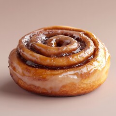 Fototapeta premium cinnabon bun with cream, studio shooting, clean background, pastel colors