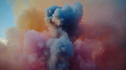Naklejka premium Colorful Cloud Formation Abstract Art with Pink Blue and Orange Smoke