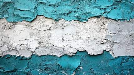 Obraz premium Close-up of a colorful turquoise, gray, and white urban wall texture with a modern pattern. This creative urban city background is perfect for wallpaper or mockup presentation design and features 