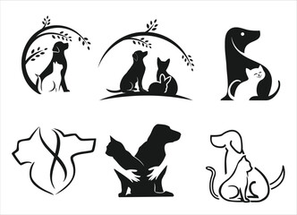 dogs cat pets care logo design	