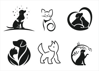 dogs cat pets care logo design	