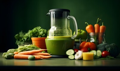 Juice with vegetables and fruits. Fresh green juice 