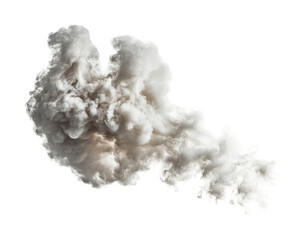 Fototapeta premium Dramatic cloud of smoke billowing upward in a swirling pattern during an unpredictable weather event, cut out