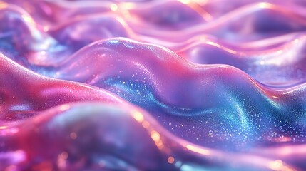 Obraz premium Close-up of a pastel neon holographic background in mint, blue, and purple creates a dreamy, futuristic aesthetic.