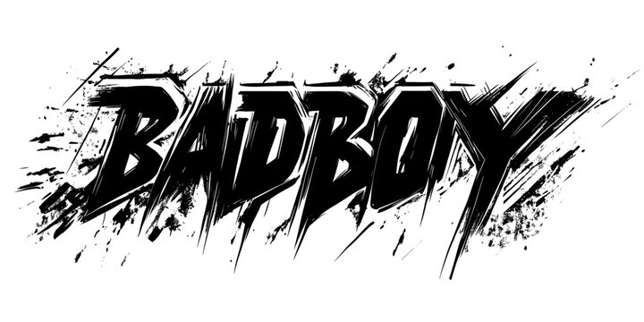 Bold Grunge "Bad Boy" Typography Design Isolated on Transparent Background